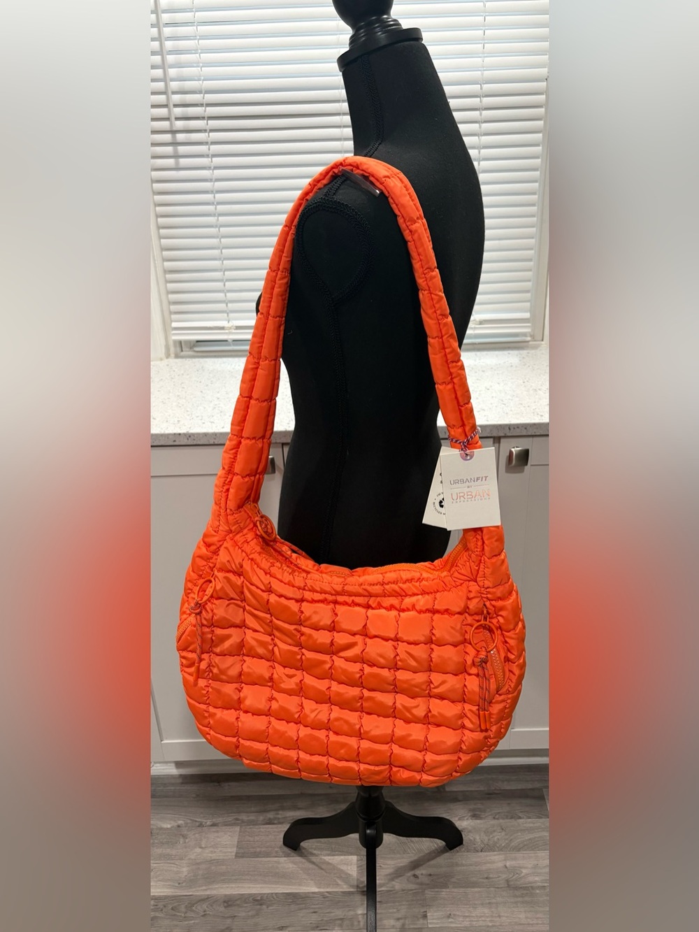 NWT Urban Expressions Leda Hobo Quilted Nylon Active Bag in Clementine